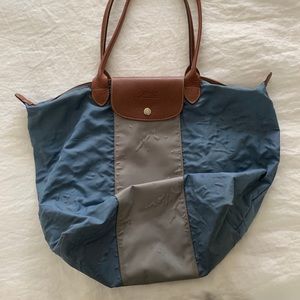 Longchamp Le Pliage Original Blue and Grey Bag